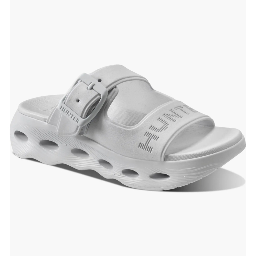 Hunter White Slide Sandal with Buckle Strap